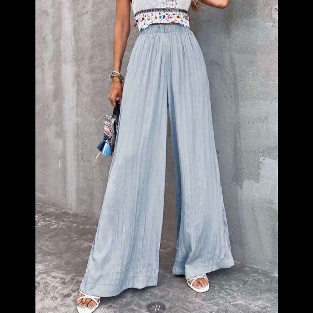 Blue wide leg pants